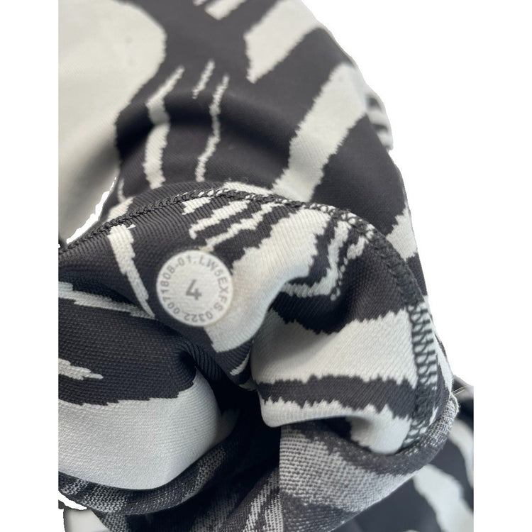Womens Lululemon Athletic High-Rise Leggings Black & White Abstract Print Size 4