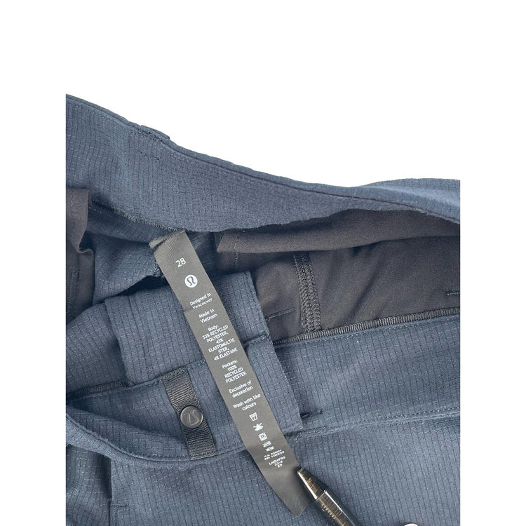 Men Lululemon Navy Blue Textured Warpstreme Straight Slim ABC Chino Pant Size 28