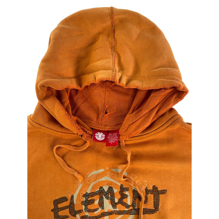 Mens Element Distressed Grunge Hoodie Orange Size  L