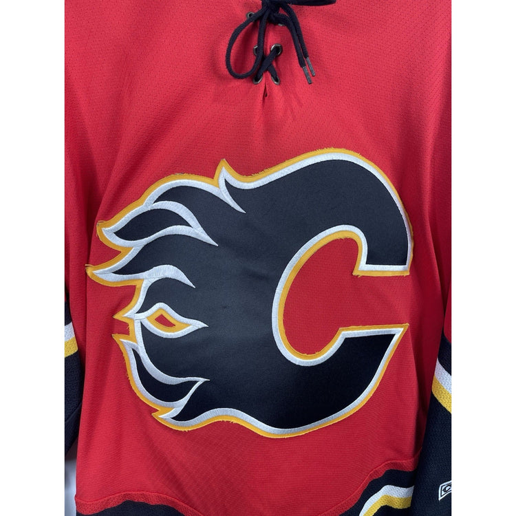 CALGARY FLAMES NHL ICE HOCKEY JERSEY SHIRT CCM RED / BLACK SIZE L