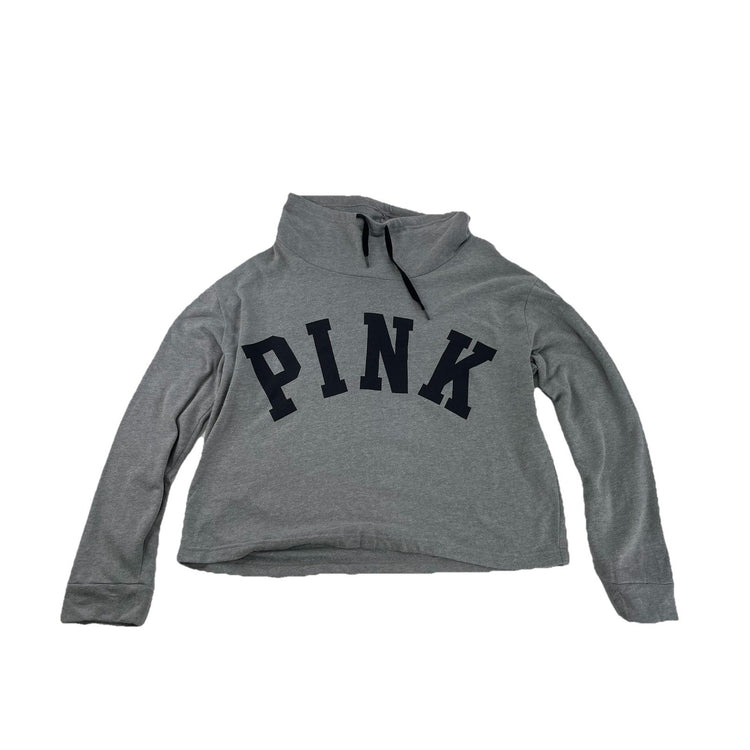 Womens Victoria’s Secret PINK Grey Cowl Neck Cropped Sweater Size Medium
