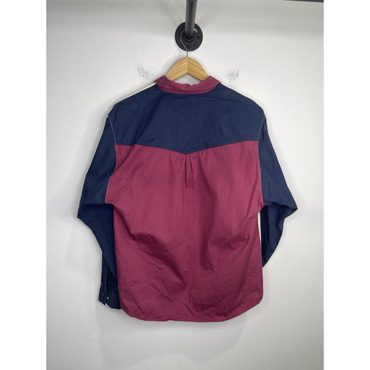 Adult VTG Wrangler Pearl Snap Western Cowboy Shirt Long Sleeve Aztec Sz L