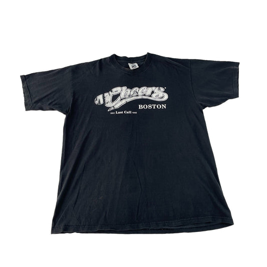 Mens Vintage Lee Black 1993 Cheers Boston Last Call Promo T-Shirt Size XL⁠
