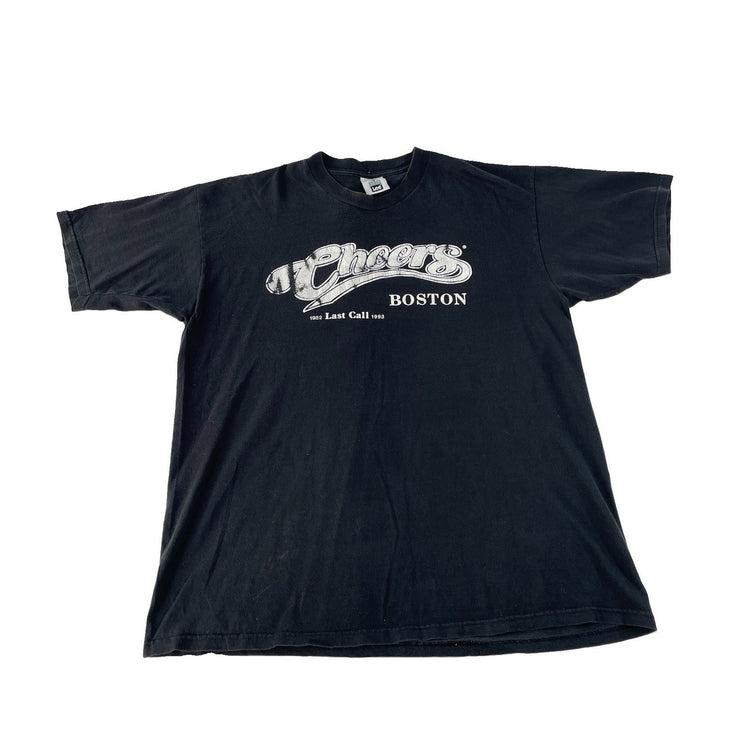 Mens Vintage Lee Black 1993 Cheers Boston Last Call Promo T-Shirt Size XL⁠