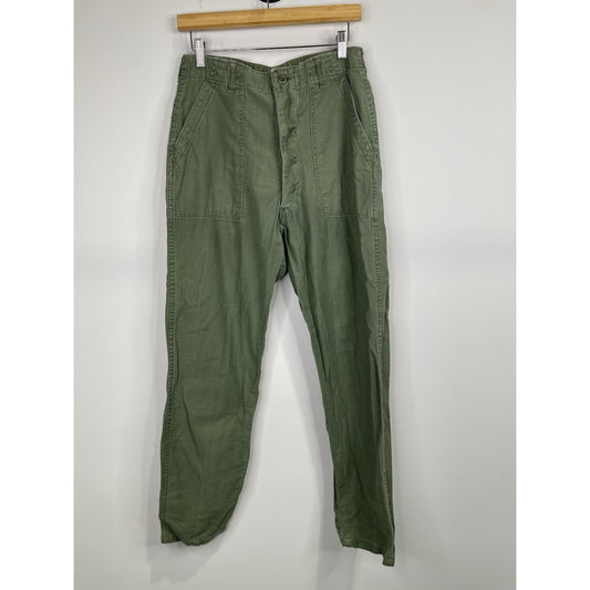 Men’s Green Vintage Sateen Utility Military Trouser Pants Size 32x33