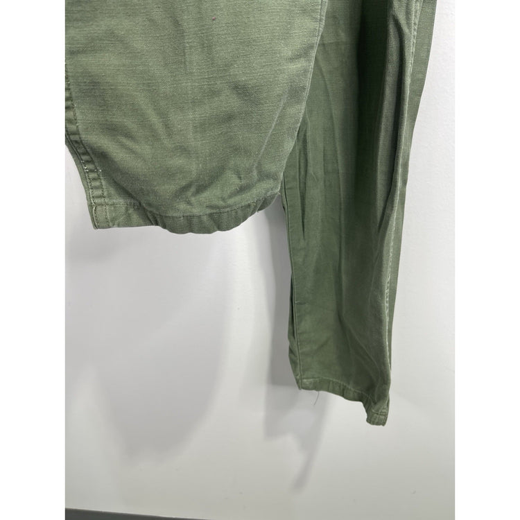 Men’s Green Vintage Sateen Utility Military Trouser Pants Size 32x33