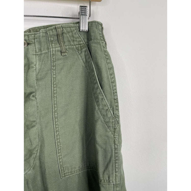 Men’s Green Vintage Sateen Utility Military Trouser Pants Size 32x33