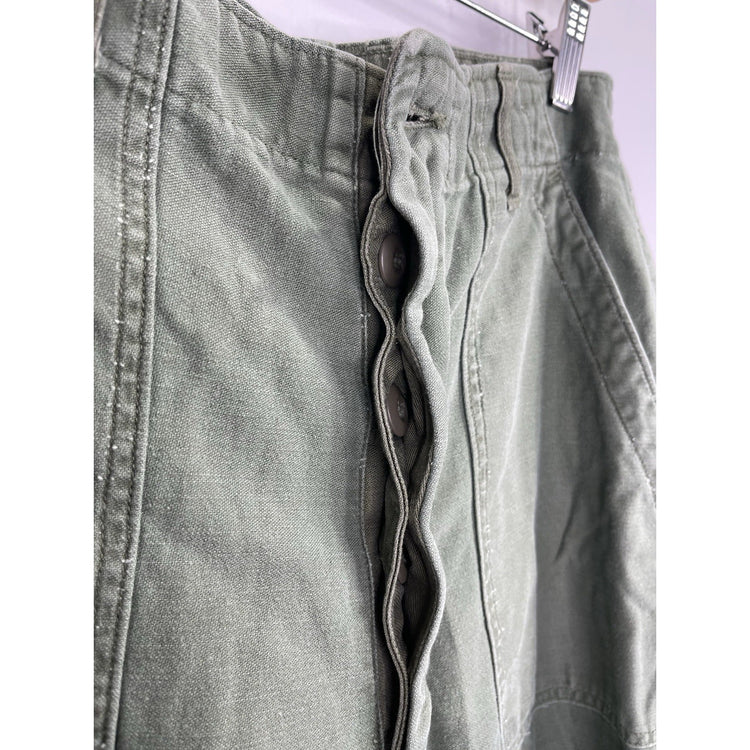 Men’s Green Vintage Sateen Utility Military Trouser Pants Size 32x33