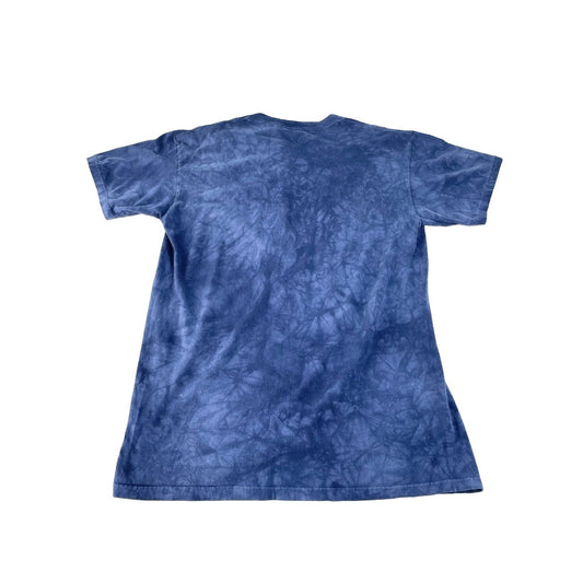 Mens Vintage The Mountain Blue Tie Dye Native American Woman Wolf Shirt SIZE L