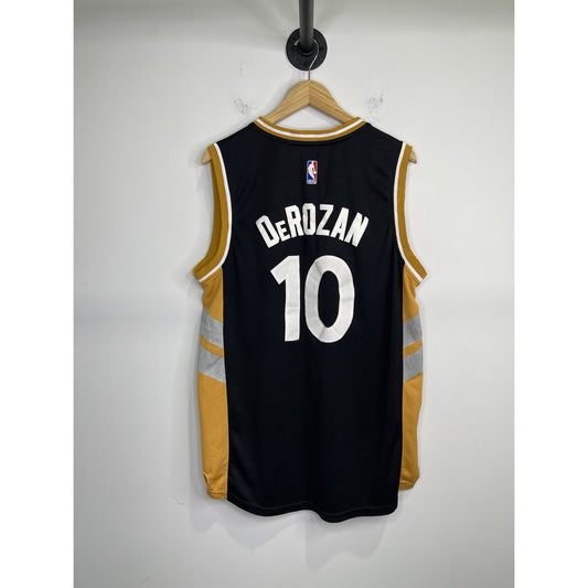 NBA Adidas Toronto Raptors DeMar Derozan #10 Black Gold Jersey Size L