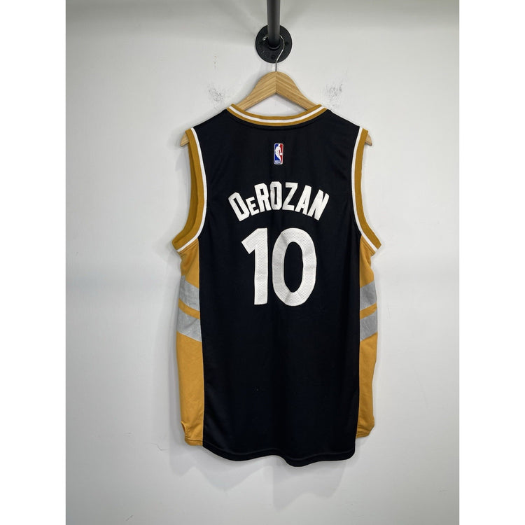 NBA Adidas Toronto Raptors DeMar Derozan #10 Black Gold Jersey Size L