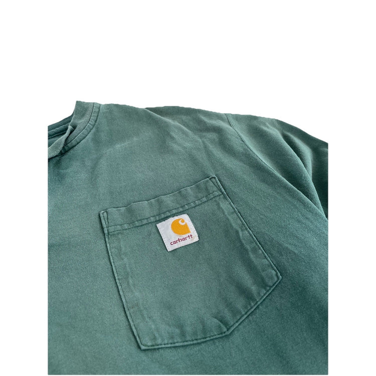 Mens Carhartt Green Long Sleeve Henley Pocket Shirt Size XL Original Fit