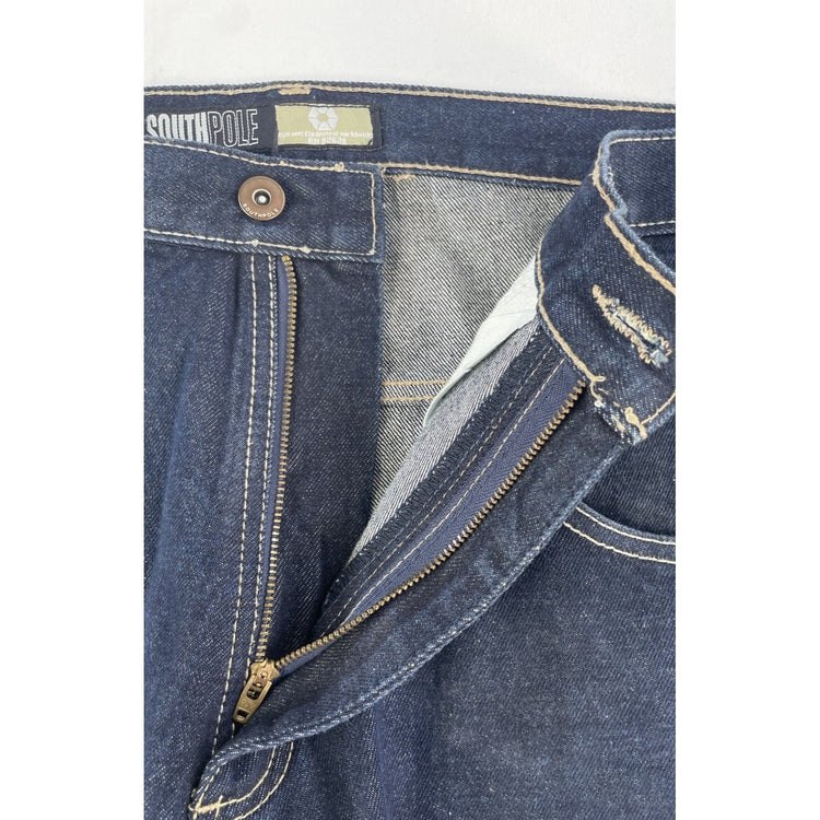 Mens Southpole Relaxed Fit Baggy Streetwear Dark Wash Blue Jeans Size 38