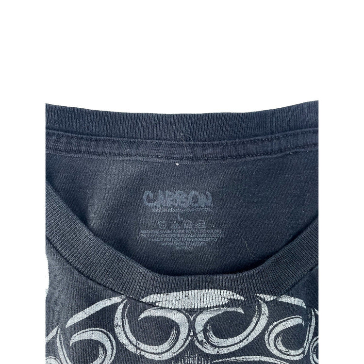 Mens Carbon Black Skull Dagger Wing Print Y2K Mall Goth Graphic Tee Size L