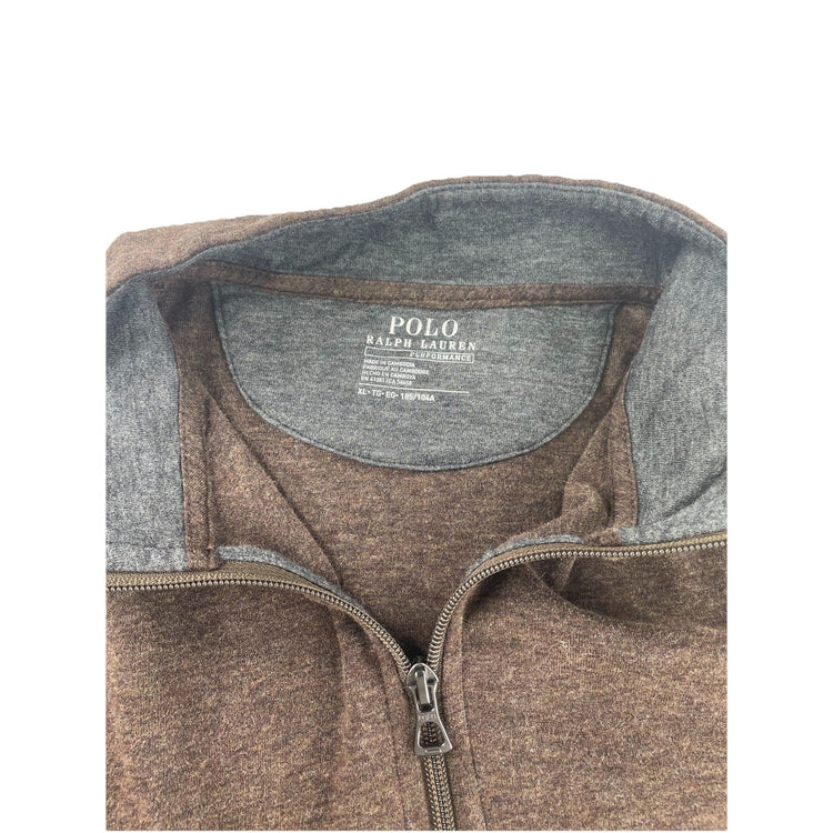 Mens Polo Ralph Lauren Size XL Brown Quarter Zip Sweater