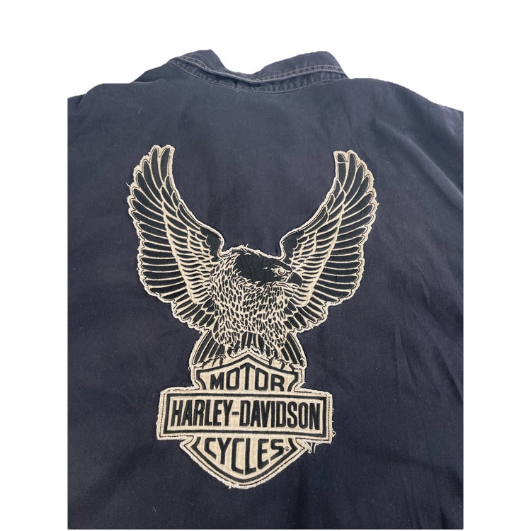 Mens Harley Davidson Biker SS Button-Up Black Shirt Size 4XL