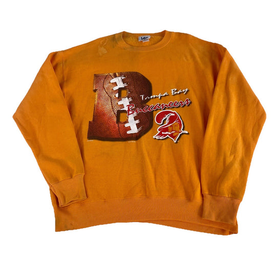 Mens Vintage Lee Sports Tampa Bay Buccaneers Orange Crewneck Sweatshirt Size L