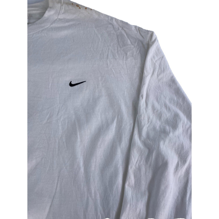 Mens Vintage Nike Team Solid While Long Sleeve Shirt Size Xl