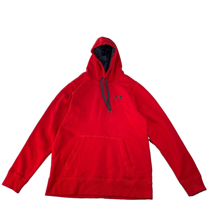 Mens Under Armour Gray Mesh Hood Lining Pullover Hoodie Red Size L⁠
