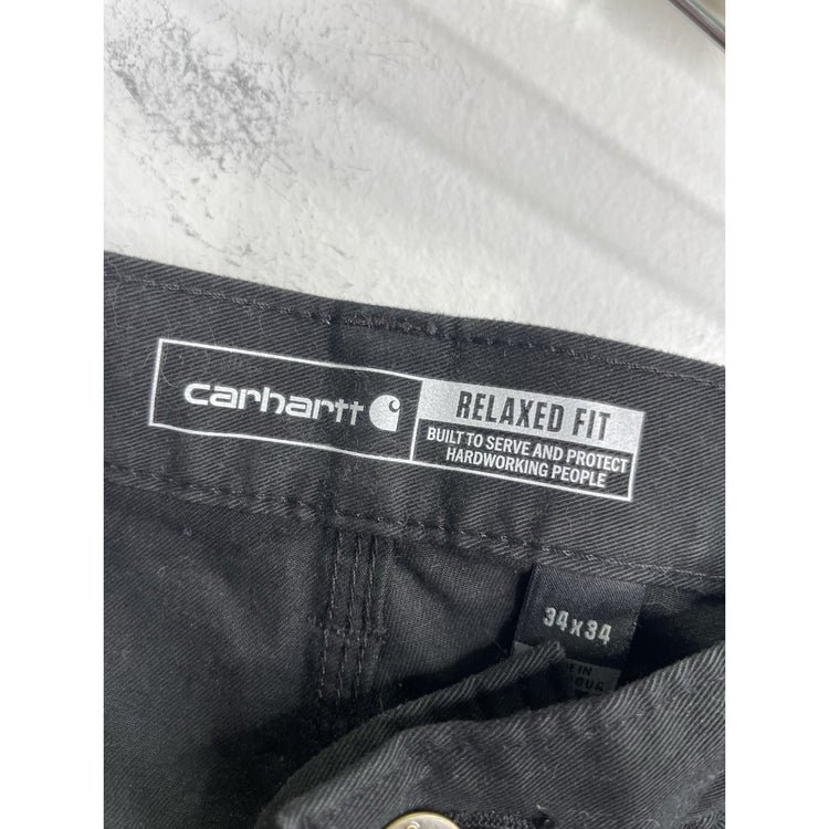 NWT CARHARTT MENS RELAXED FIT CANVAS WORK PANTS BLACK SIZE 34x34