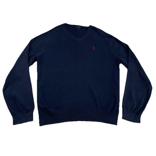 Mens Polo Ralph Lauren Size XL Navy Blue V Neck Sweater