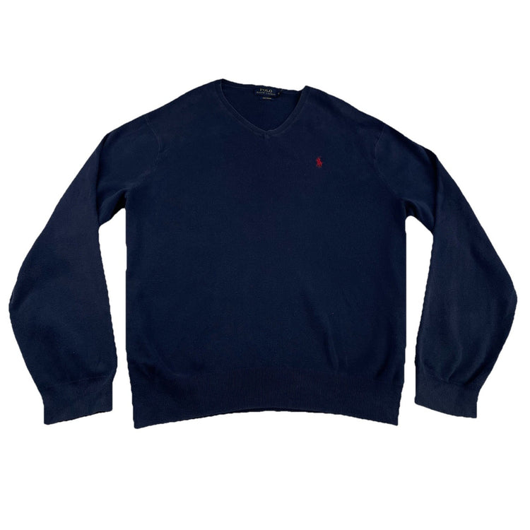 Mens Polo Ralph Lauren Size XL Navy Blue V Neck Sweater