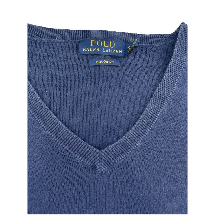 Mens Polo Ralph Lauren Size XL Navy Blue V Neck Sweater
