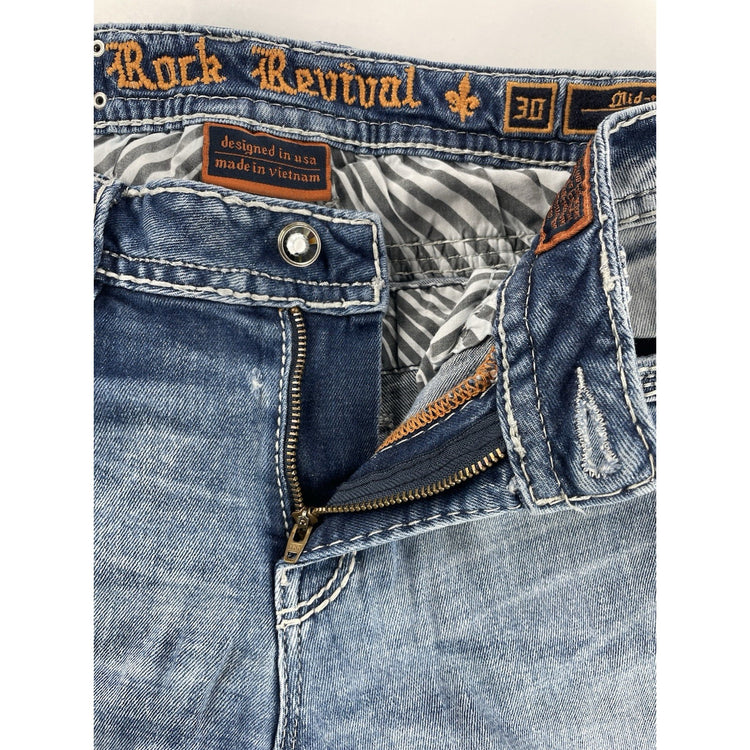 Women’s Rock Revival Yonka Mid-rise Bootcut, Light Was Blue Jeans Size 30