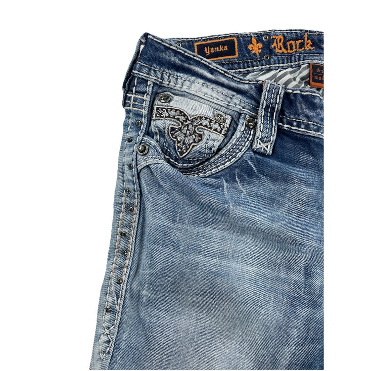 Women’s Rock Revival Yonka Mid-rise Bootcut, Light Was Blue Jeans Size 30
