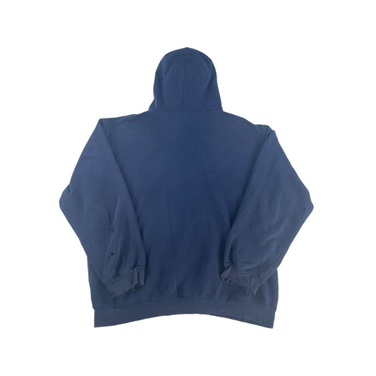 Mens Adidas Center Logo Distressed Hoodie Blue XL
