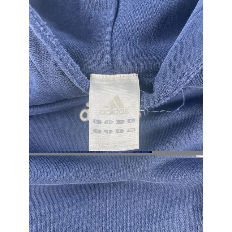 Mens Adidas Center Logo Distressed Hoodie Blue XL