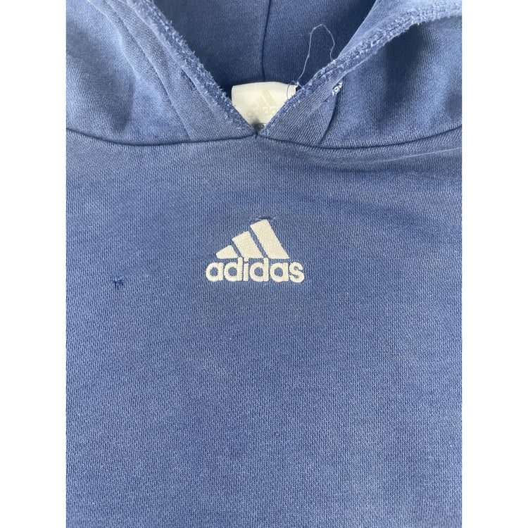 Mens Adidas Center Logo Distressed Hoodie Blue XL