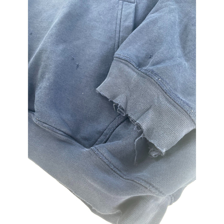 Mens Adidas Center Logo Distressed Hoodie Blue XL