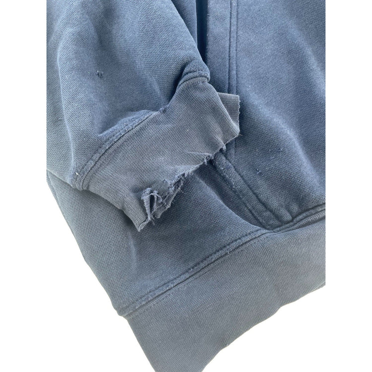 Mens Adidas Center Logo Distressed Hoodie Blue XL
