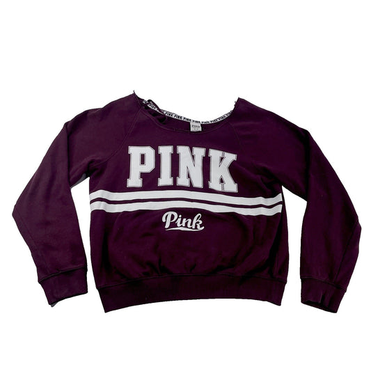 Womens Victoria Secret Purple-Maroon cut Neckline Sweatshirt Size M