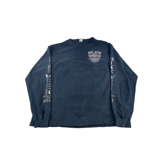 Mens Gildan Daytona Beach Bike Week 2017 Graphic Long Sleeve T-Shirt Size XL