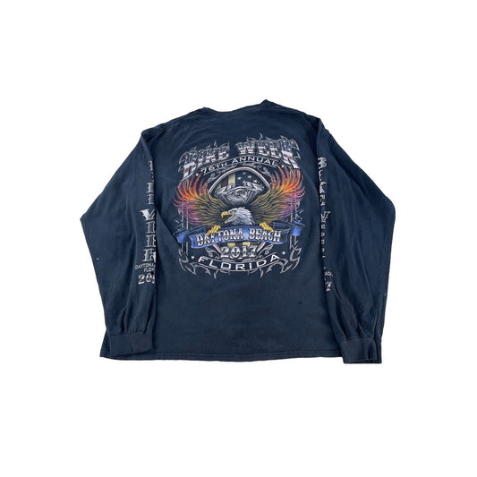 Mens Gildan Daytona Beach Bike Week 2017 Graphic Long Sleeve T-Shirt Size XL