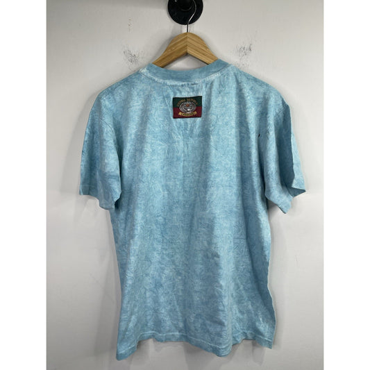 Men’s Vintage 90s Blue Tie-Dye Common Puffins Animal Republic Graphic Tee Sz L