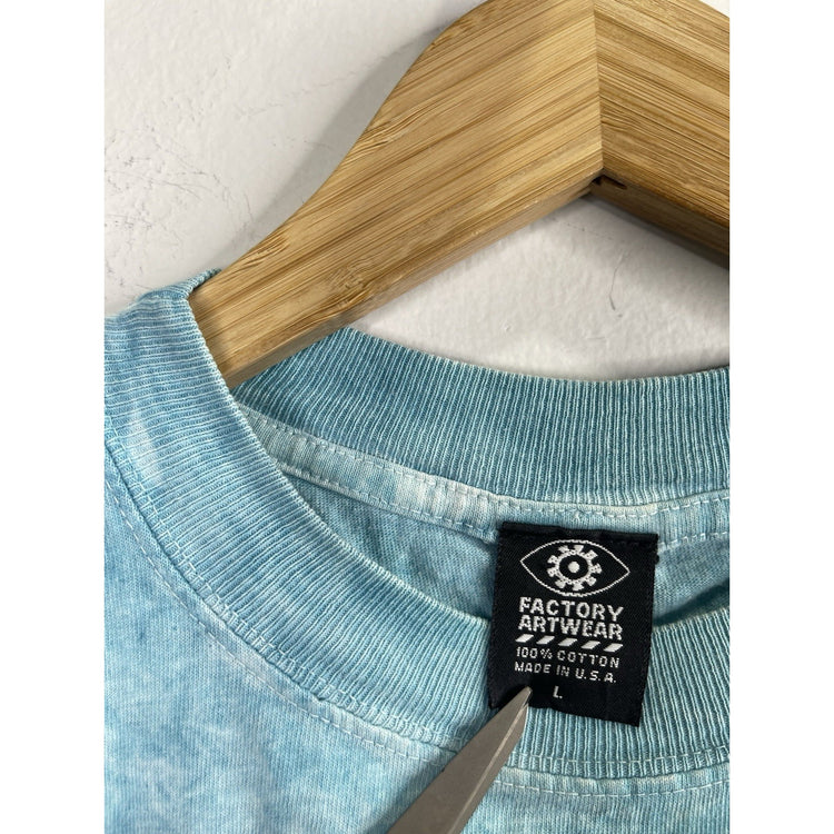 Men’s Vintage 90s Blue Tie-Dye Common Puffins Animal Republic Graphic Tee Sz L
