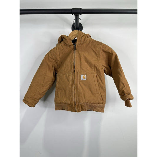 Vtg Carhartt Jacket Youth Large Duck Brown Canvas Lined Hooded