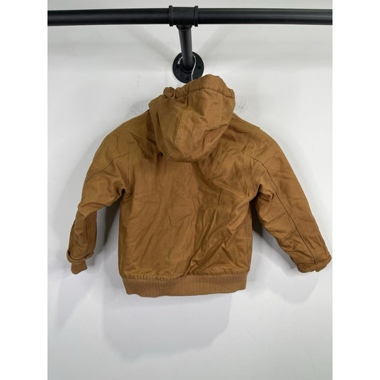 Vtg Carhartt Jacket Youth Large Duck Brown Canvas Lined Hooded