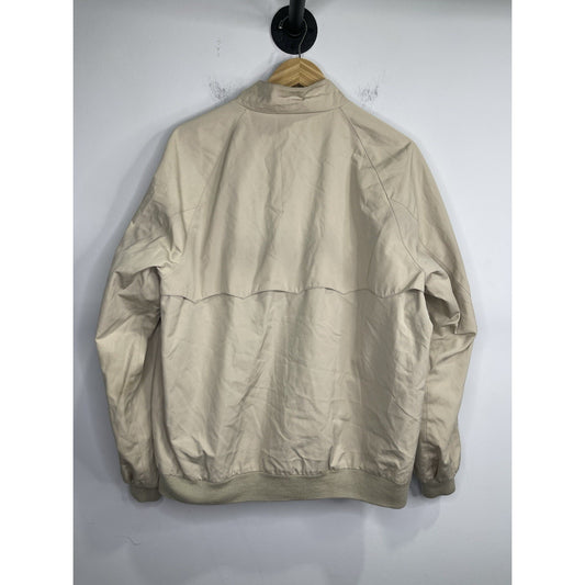 Men’s Vintage 80s Izod Lacoste Lined Cafe Racer Bomber Jacket Beige Khaki Sz L