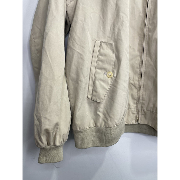 Men’s Vintage 80s Izod Lacoste Lined Cafe Racer Bomber Jacket Beige Khaki Sz L