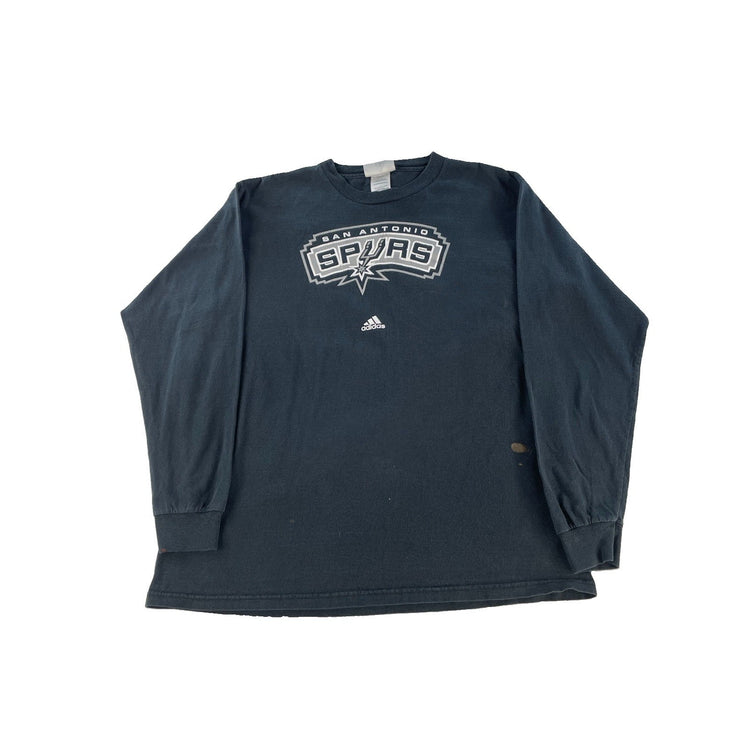 Mens Adidas San Antonio Spurs Basketball Long Sleeve T-Shirt Black Size L