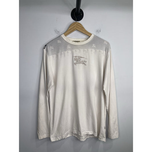 Burberry London Long Sleeve White T-shirt Size Large