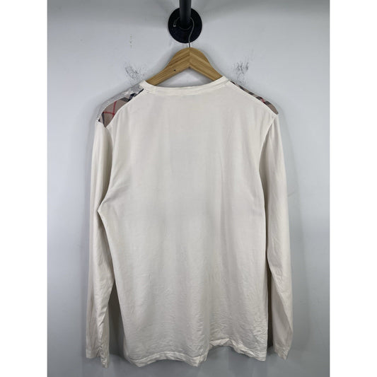 Burberry London Long Sleeve White T-shirt Size Large