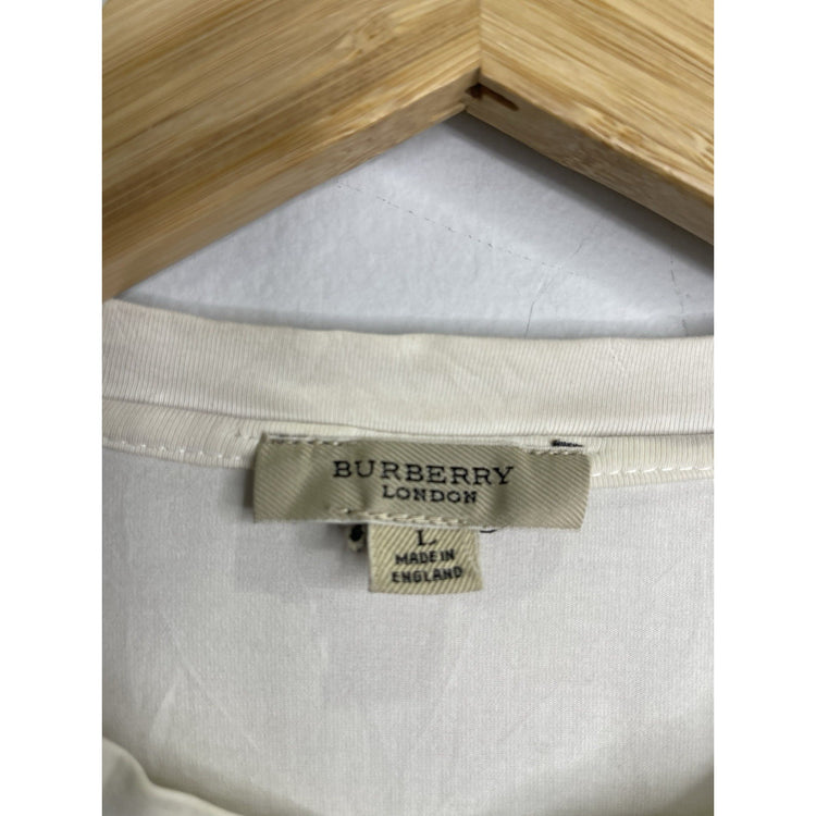 Burberry London Long Sleeve White T-shirt Size Large