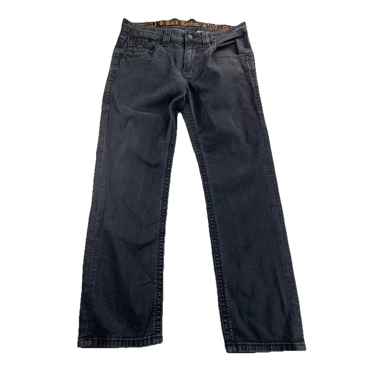 Men’s Rock Revival  Lomry | Straight, Black Denim Jeans Size 34