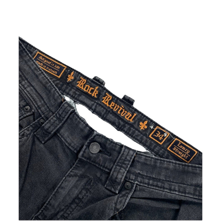 Men’s Rock Revival  Lomry | Straight, Black Denim Jeans Size 34