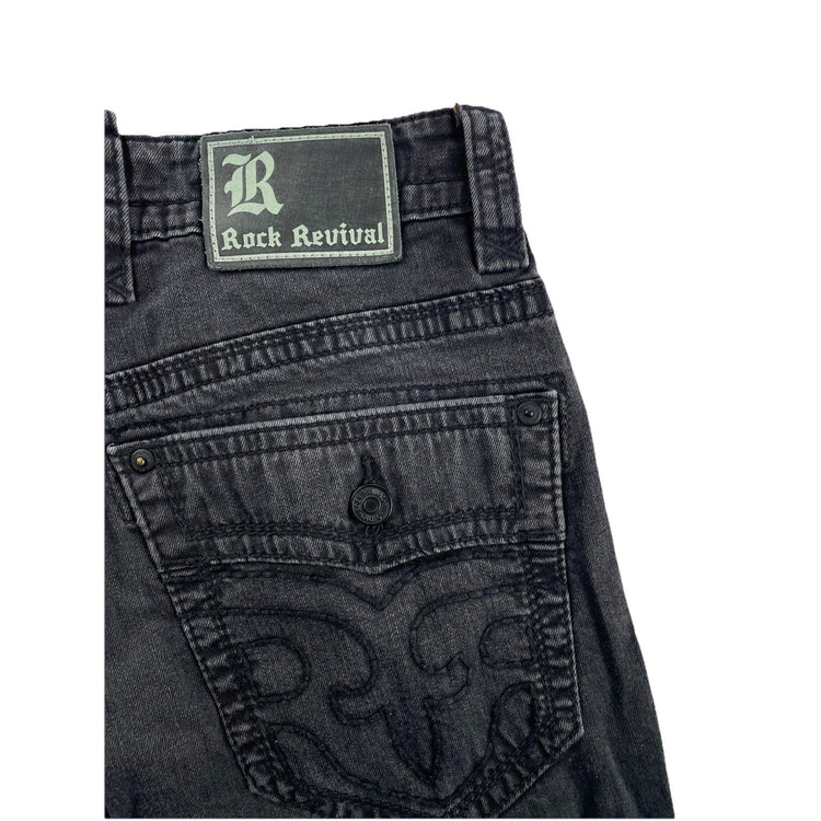 Men’s Rock Revival  Lomry | Straight, Black Denim Jeans Size 34